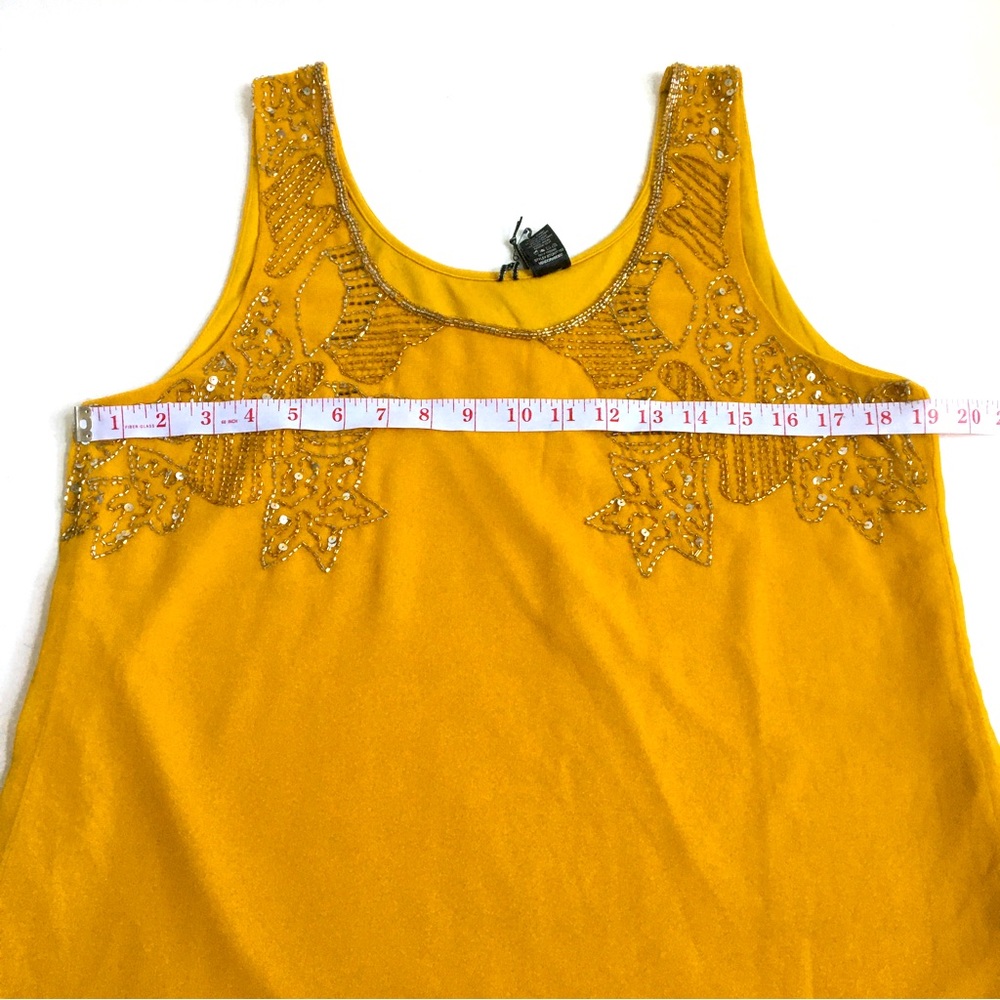 BKE Embellished Sleeveless Tank Top Yellow Gold Size Large - Picture 14 of 17